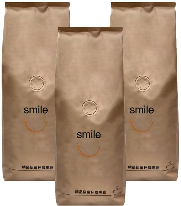 smile coffee 微笑咖啡 精品級金杯咖啡豆 冬日, 咖啡豆(無研磨), 450g, 3包