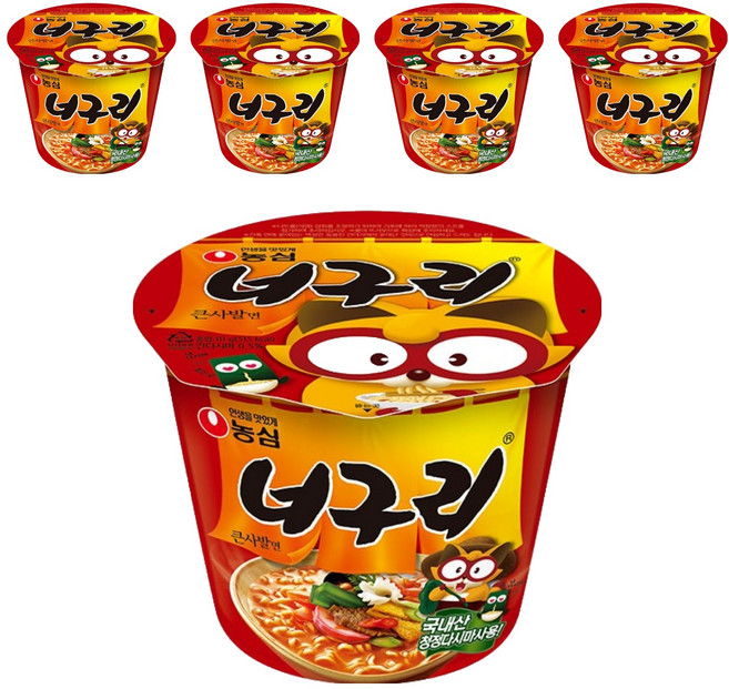 NONGSHIM 農心 碗裝浣熊香辣海鮮烏龍麵 111g, 5入