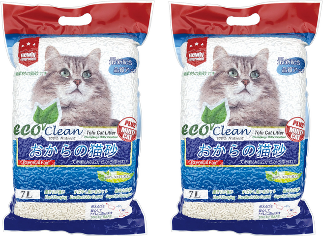 ecoClean 豆腐貓砂, 2袋, 7L, 原味