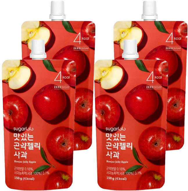 sugarlolo INTAKE 蒟蒻果凍飲 蘋果風味, 150g, 4包