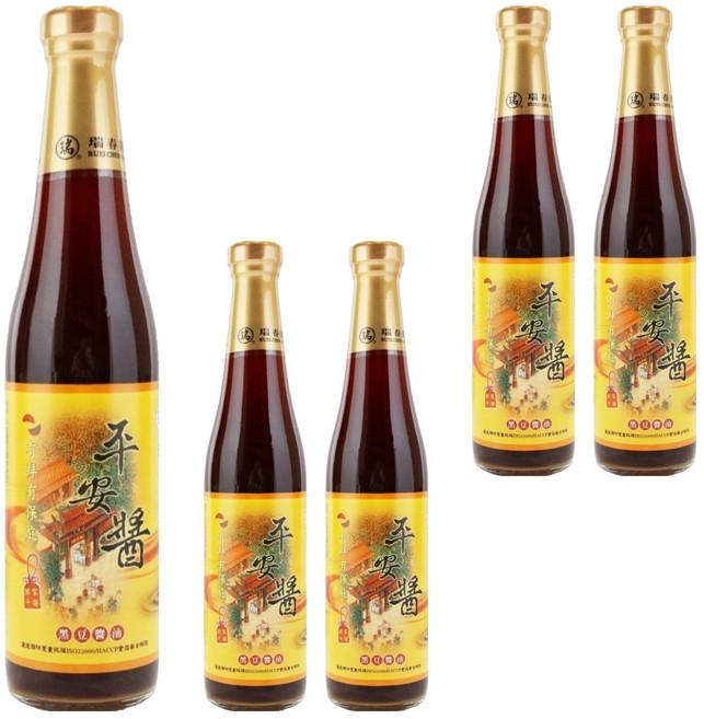 瑞春醬油 平安醬黑豆醬油, 420ml, 5個