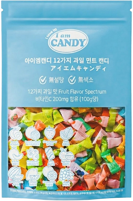I AM CANDY 無糖12種水果薄荷糖 維他命C 200mg, 1個, 500g