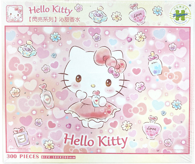 HUNDRED PICTURES 百耘圖 Hello Kitty閃亮系列 沁甜香水拼圖, 白色 + 粉色, 300片, 1盒