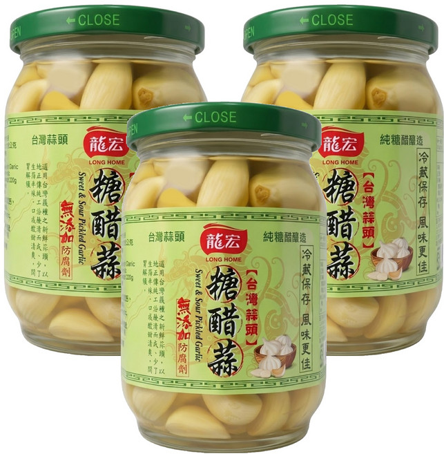 龍宏 糖醋蒜, 380g, 3罐