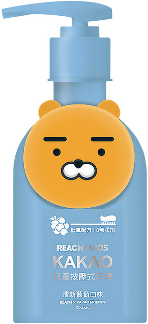 REACH 麗奇 KAKAO 按壓式兒童牙膏 萊恩 葡萄香, 160g, 1瓶