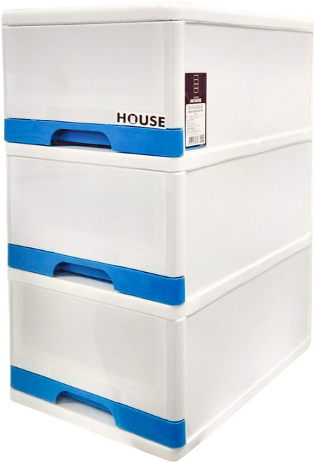 HOUSE 好室喵 采漾3層收納櫃 52.5L, 藍色, 1個