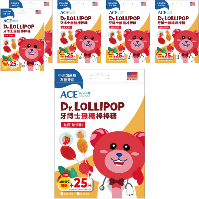 ACE SUPER KIDS DHA 軟糖 兒童營養補充 德國製造, 草莓 + 柳橙, 60g, 6袋