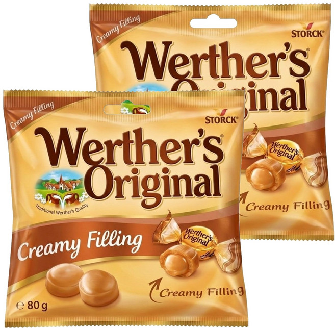 Werther's Original 道地的偉特 焦糖夾心鮮奶油糖, 80g, 2包