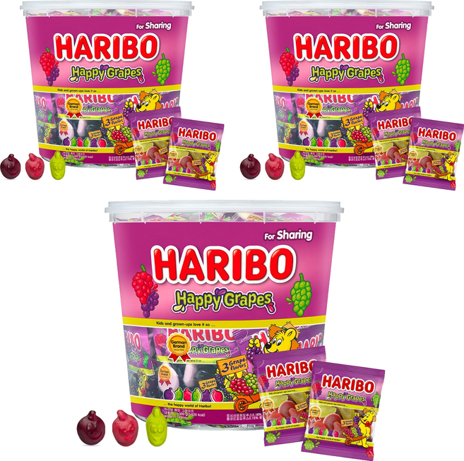 HARIBO 快樂葡萄軟糖 40入, 3個, 1kg