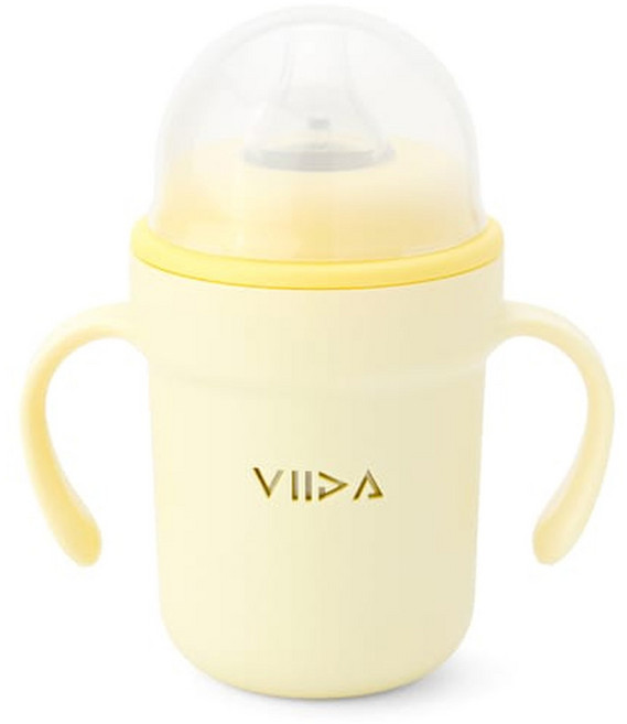 VIIDA Soufflé 鴨嘴型抗菌不鏽鋼學習杯, 黃色, 330ml, 1個