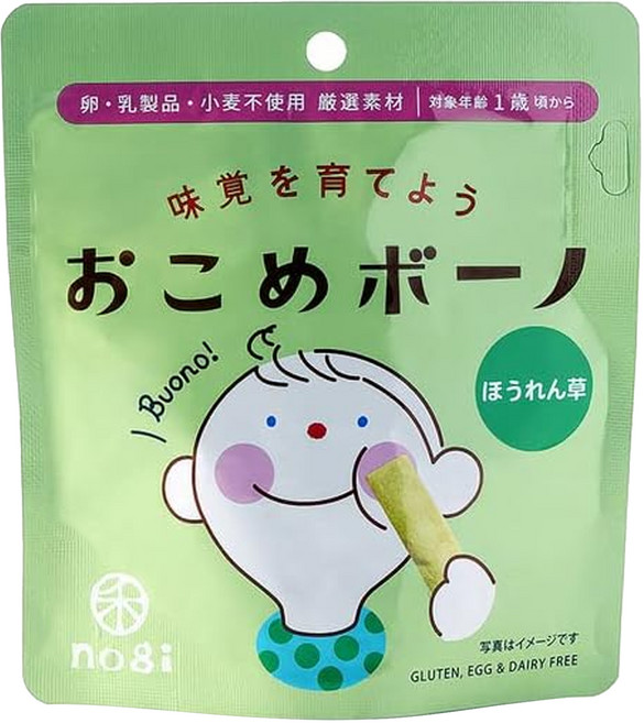 nogi 禾 布諾小手寶寶嬰兒米餅 米棒 1歲以上, 菠菜, 30g, 1包