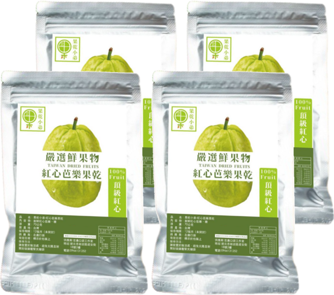 果乾小弟 紅心芭樂果乾, 70g, 4包