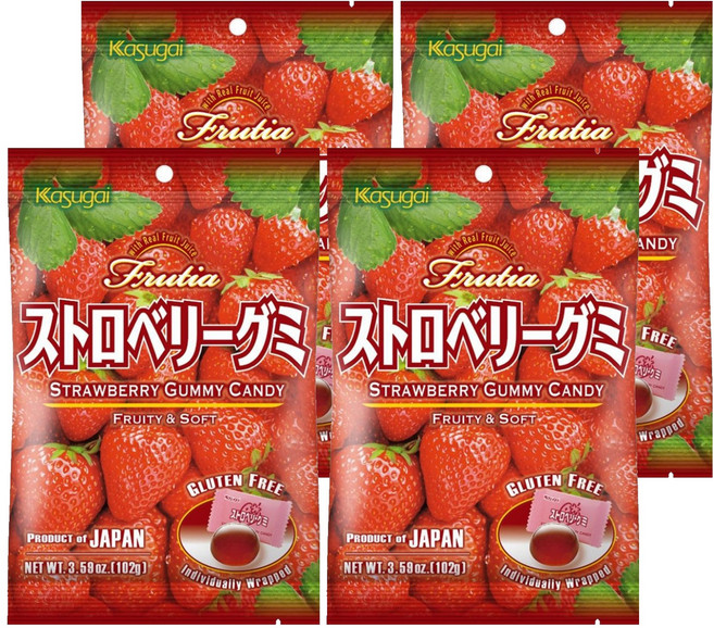 Kasugai 春日井 果汁軟糖 草莓味, 102g, 4袋