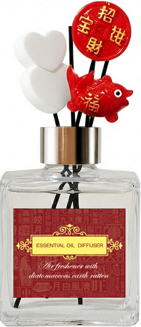 QiMart 迎春納福香氛珪藻擴香瓶 480g, 水麝香, 200ml, 1件