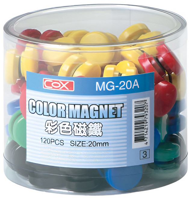 CoX 三燕興業 彩色白板磁鐵 MG20A, 多色, 1盒