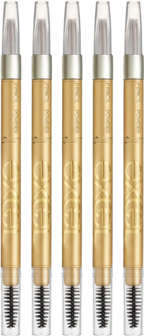 日本 excel 3合1持久造型眉筆 0.45g, 5支, PD10 紅莓棕