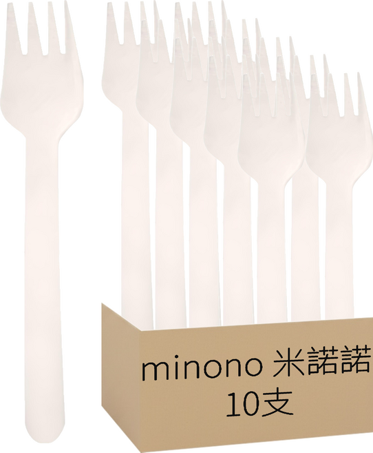minono 米諾諾 玉米澱粉環保叉子, 10入, 1組