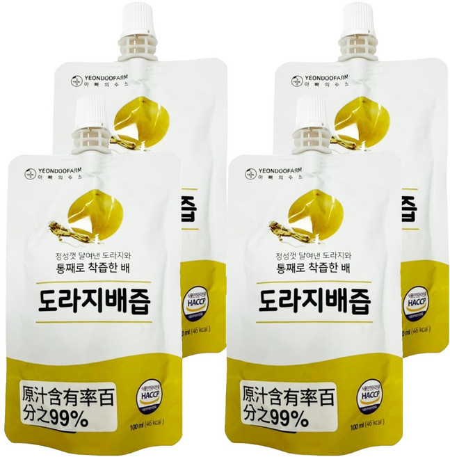 YEONDOOFARM 水梨及桔梗汁, 4包, 100ml