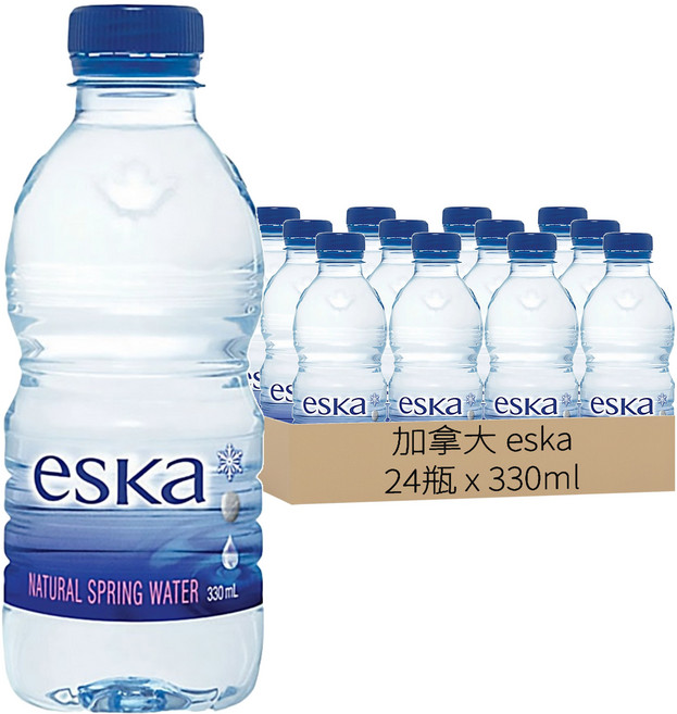 加拿大 eska 天然冰川水, 330ml, 24瓶