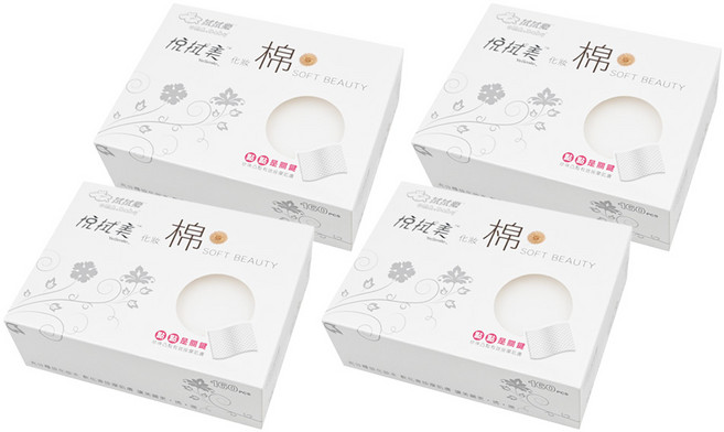 OMA&Baby 拭拭樂 悅拭美 化妝棉 點點凹凸表面 7 x 10cm 珍珠圓點設計, 160片, 4盒