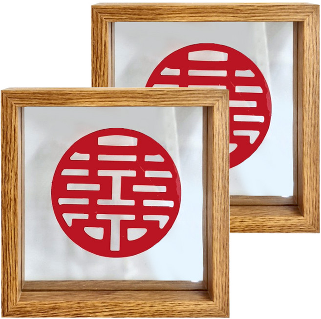A-ONE 匯旺 木質 雙層玻璃相框 正方形, 原木色, 2個