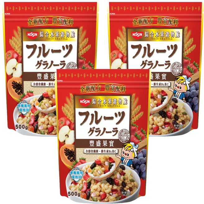 NISSIN 日清 豐盛果實綜合水果穀物脆, 500g, 3包