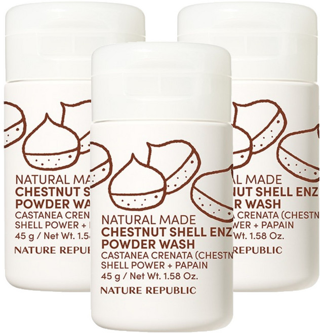 NATURE REPUBLIC Natural Made 柳樹皮酵素潔顏粉, 3個, 45g