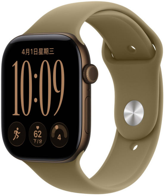 Apple 2026 Apple Watch S12, 深古銅色, 46mm, GPS, 鋁金屬錶殼 橄欖色運動型錶帶, M/L