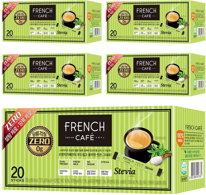 FRENCH CAFE 甜菊糖即溶咖啡, 10.3g, 20條, 5盒