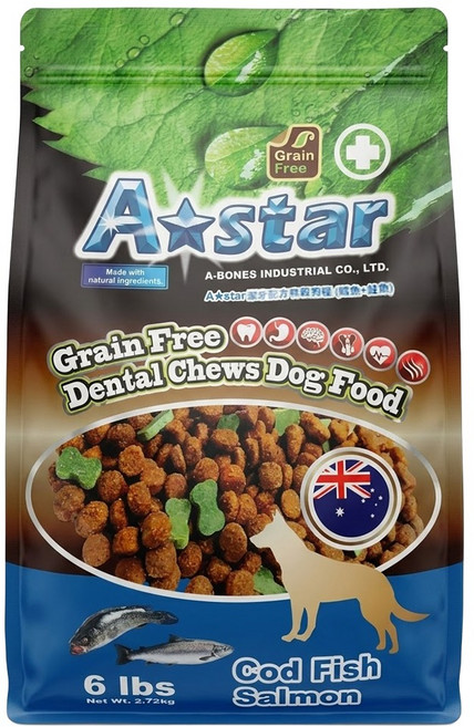 A star 潔牙配方無穀狗糧, 鱈魚 + 鮭魚, 2.72kg, 1袋
