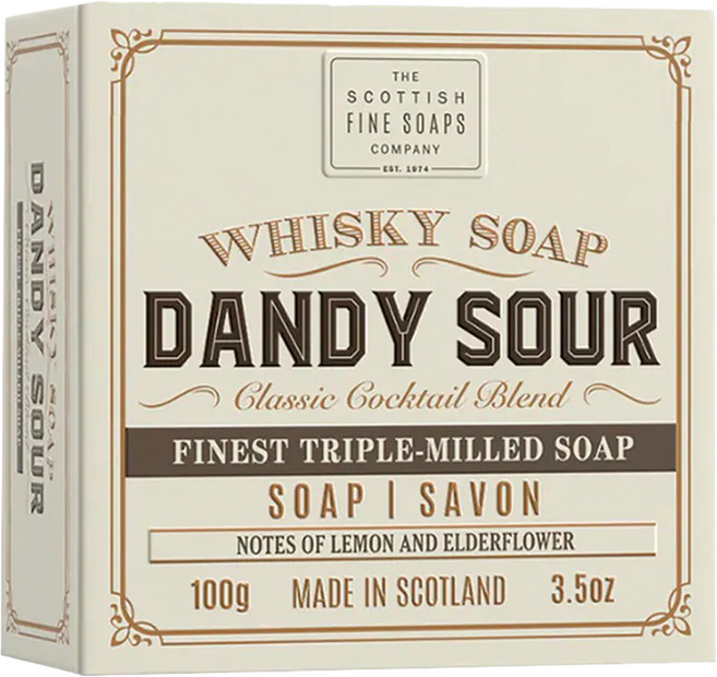 SCOTTISH FINE SOAPS 威士忌系列 紳士沐浴皂 白盒 男子漢Dandy Sour 紙盒包裝, 100g, 1個