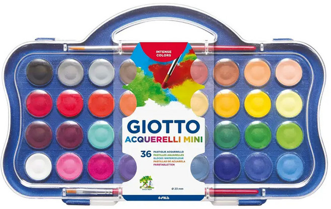 GIOTTO 水彩粉餅 Set 36色 品質優良不易碎裂 透明蓋可作為調色盤 攜帶方便, 1組