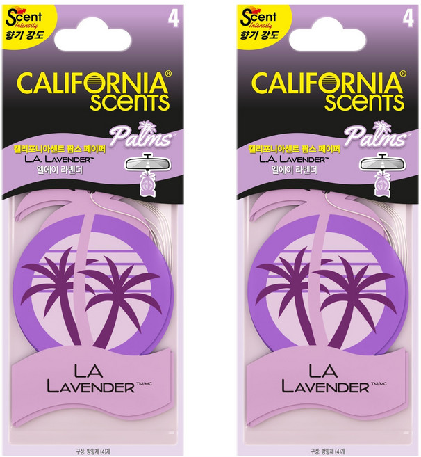 CALIFORNIA scents 芳香劑紙片掛式LA薰衣草香 正裝 4入, 薰衣草香, 26g, 2袋, 薰衣草