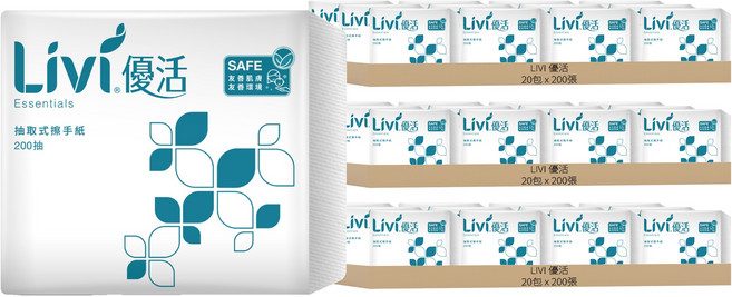 LIVI 優活 抽取式擦手紙, 1入, 60包