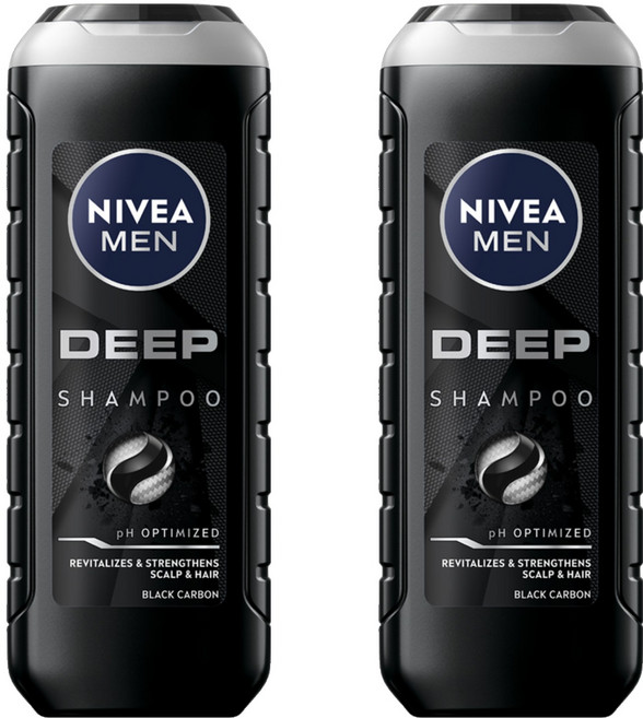NIVEA 妮維雅 MEN 台灣公司貨 男士深極炭持久淨油洗髮精, 500ml, 2瓶