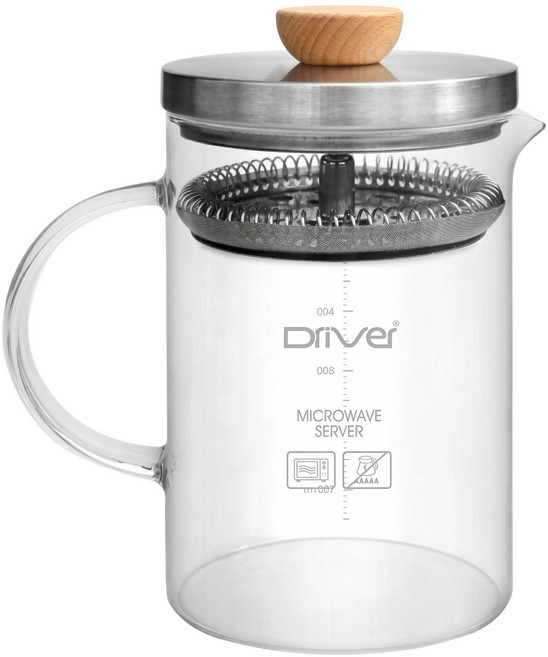 Driver 冷熱兩用沖茶壺, 1個, 600ml, 透明色 + 銀色