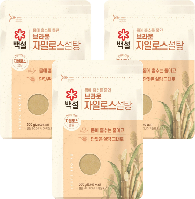 CJ BEKSUL 白雪 木糖醇棕糖, 500g, 3個