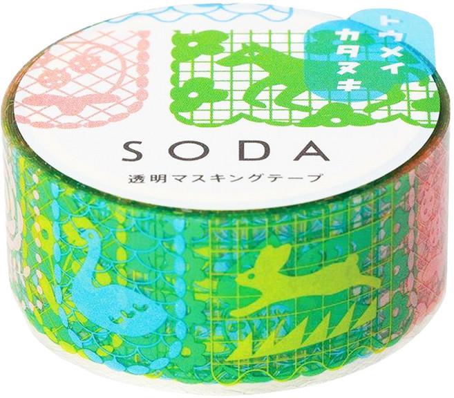 KING JIM HITOTOKI SODA 透明PET卷狀膠帶 軋型款 20mm x 3m, 軋型款 剪紙畫, 1捲