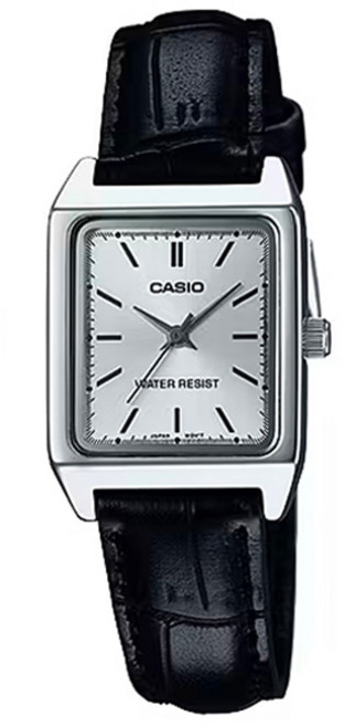 CASIO 卡西歐 女款方形皮革指針腕錶