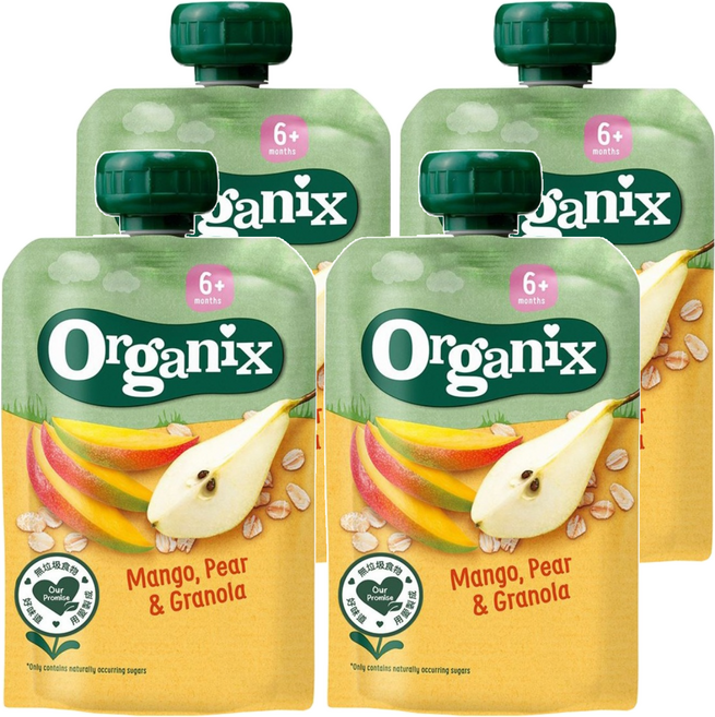 Organix 歐佳 燕麥纖泥 芒果+洋梨, 100g, 4包