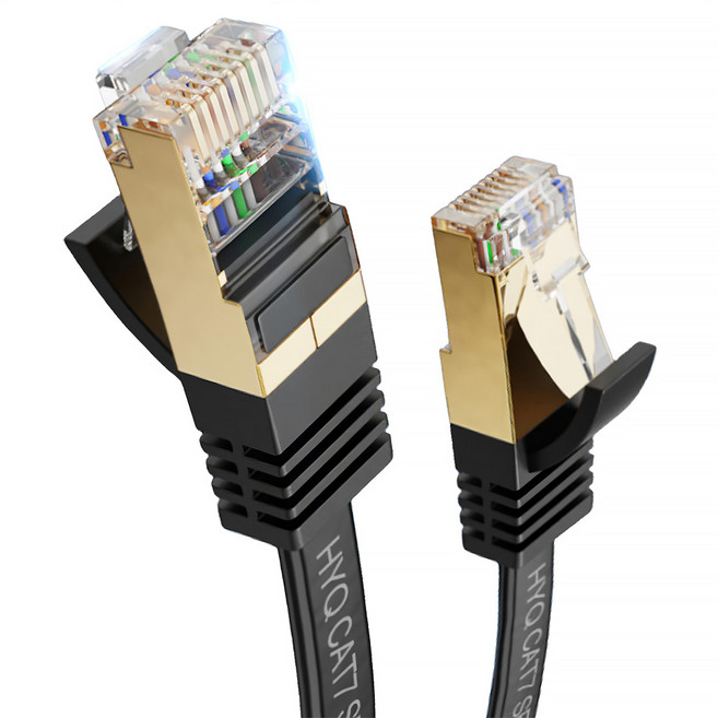 MoZuo 魔宙 Cat 7 10Gbps超高速 電競級抗干擾鍍金網路扁線, 黑色, 3m, 1條