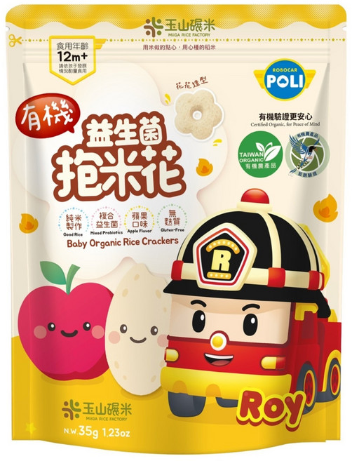 玉山碾米 抱米花 益生菌米餅, 蘋果, 35g, 1包