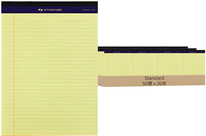 Standard 法律便籤 辦公室組合包 A4, 20本, 黃色, 50張