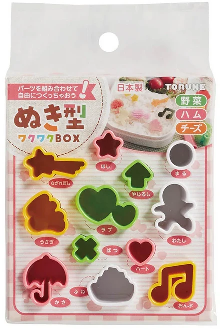 日本 TORUNE 便當壓模器 蔬菜壓模 12個 1盒 白色 + 黃色 + 綠色 + 粉色