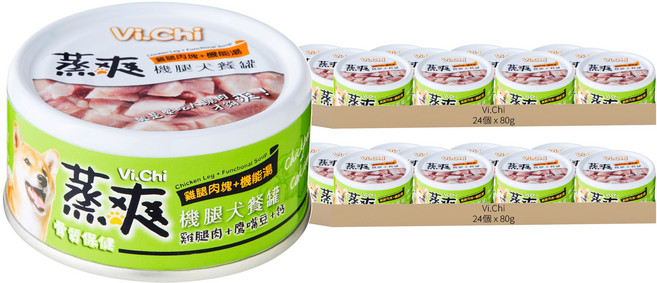 Vi.Chi 蒸爽機腿犬餐罐 骨質保健, 80g, 48個, 雞腿肉 + 鷹嘴豆 + 鈣