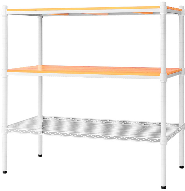 dayneeds 日需百備 松木烤漆層架, 白框 + 原木, 3層