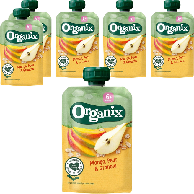Organix 歐佳 燕麥纖泥 芒果+洋梨, 100g, 6包