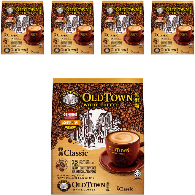 OLDTOWN WHITE COFFEE 舊街場白咖啡 經典風味咖啡沖泡包, 15條, 5袋, 35g