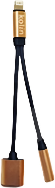 Kolin 歌林 lightning音源充電轉接線 適用Apple系列 KEX-DLMP01 13cm 金色 + 黑色 1條
