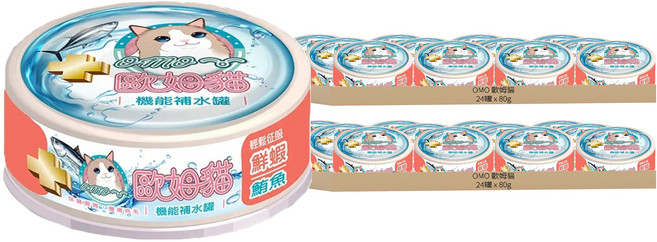 OMO 歐姆貓 機能補水罐, 48個, 80g, 鮮蝦鮪魚